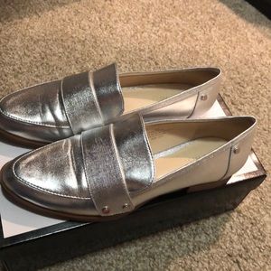 Metallic Silver loafers